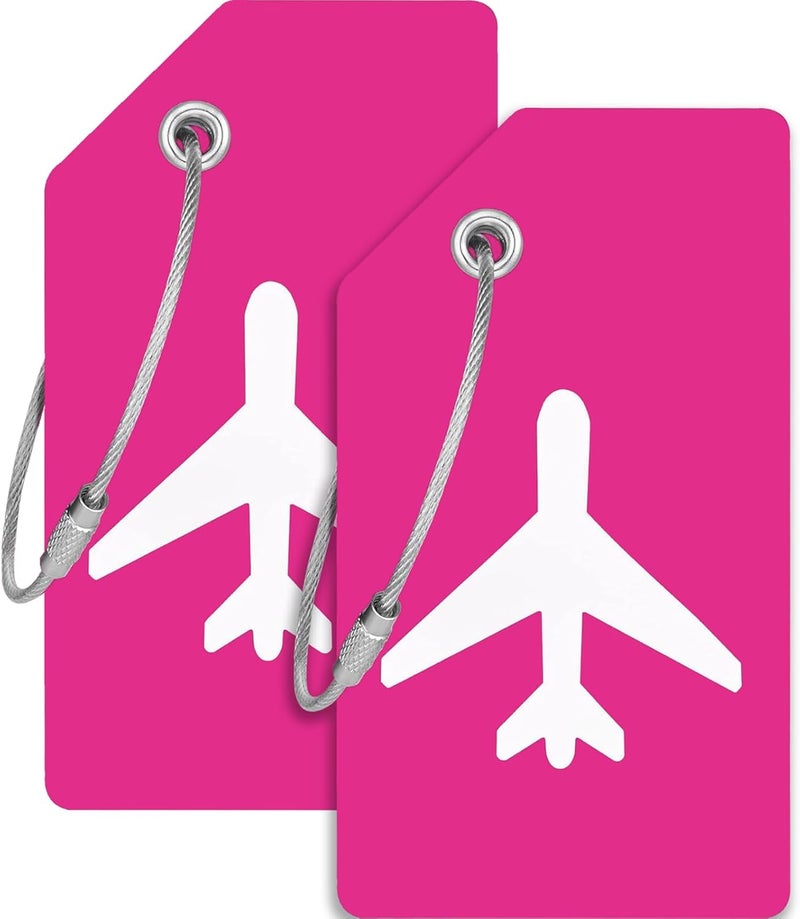 JOIKIT 2 Pack Silicone Luggage Tag for Suitcases with Stainless Loop with Name ID Card Perfect to Quickly Spot Baggage Handbag Luggage Travel Suitcase (Rose Red) - Image 1